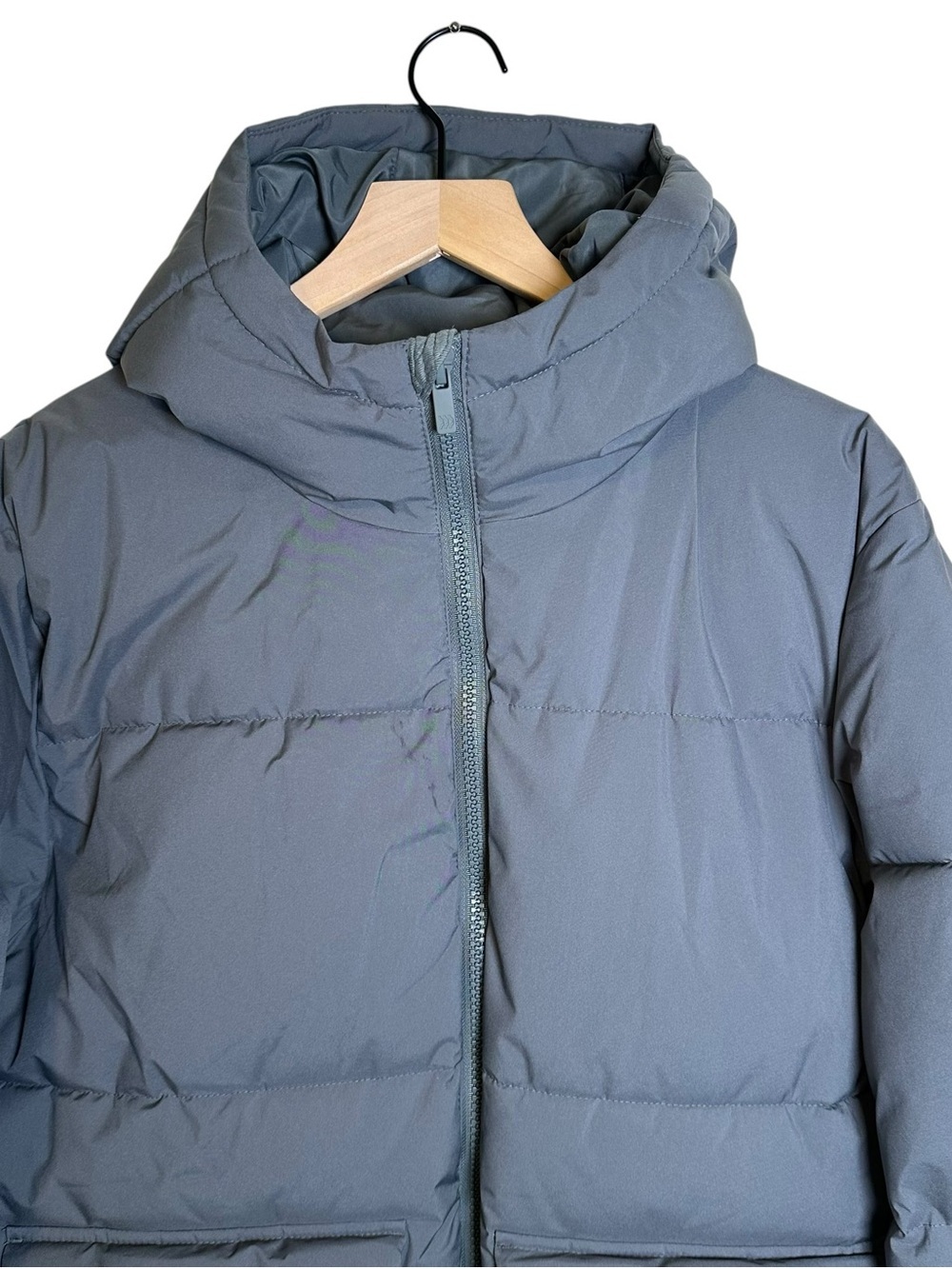 ALL IN MOTION Puffer Jacket Hoodie Men’s Large Zip Up Gray Wind Water Resistant - Picture 4 of 11